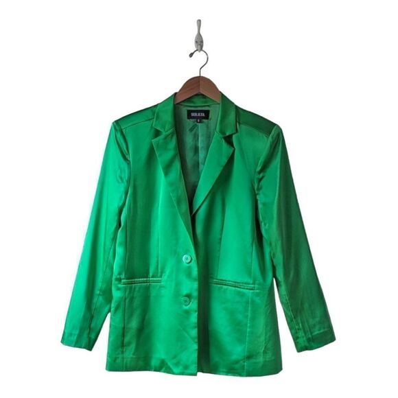 Ser.o.ya Silk Electric Green Motlee Street-to-Event Blazer‎ Sz S NWOT - Picture 6 of 14